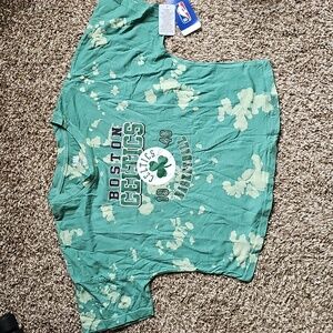 NWT Girl's NBA Boston Celtics Green Tye Dye Short Sleeve Crop Top Size XL 14/16